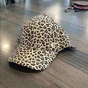 Vince Camuto Leopard Print Cap in Tan, Black & Brown